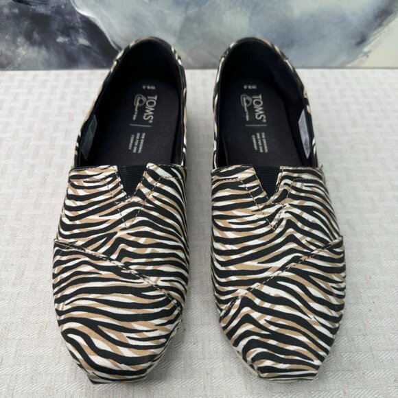 Toms Womens Size 8.5 Alpargata Espadrille Animal Print Slip-On Casual Flats - Picture 1 of 8
